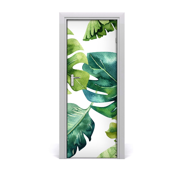 Lámina adhesiva de puerta Hojas tropicales