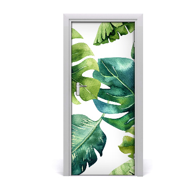 Lámina adhesiva de puerta Hojas tropicales
