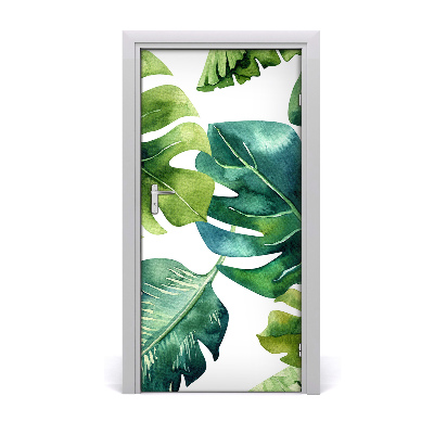 Lámina adhesiva de puerta Hojas tropicales