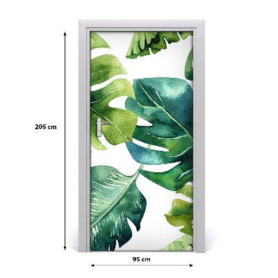 Lámina adhesiva de puerta Hojas tropicales
