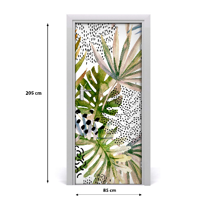 Lámina adhesiva de puerta Hojas tropicales