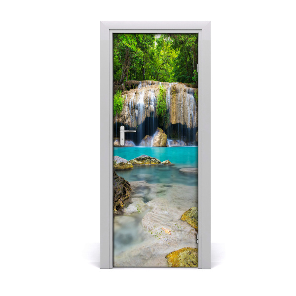 Vinilo para puerta Salto de agua en la jungla