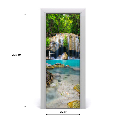 Vinilo para puerta Salto de agua en la jungla