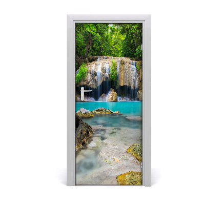 Vinilo para puerta Salto de agua en la jungla