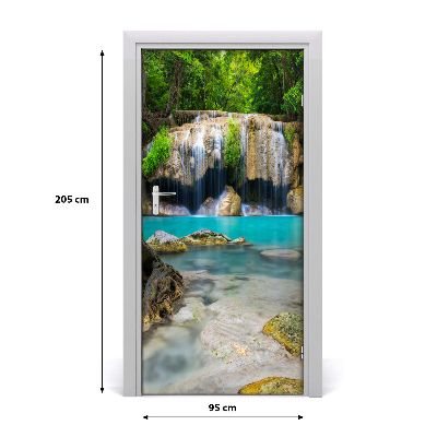 Vinilo para puerta Salto de agua en la jungla