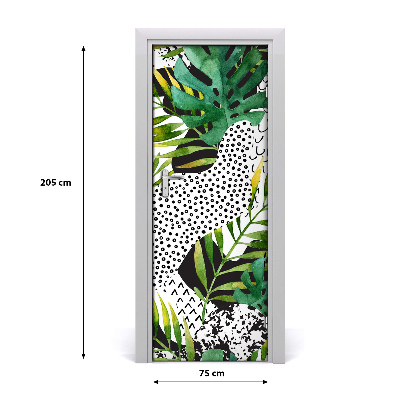 Lámina adhesiva de puerta Hojas tropicales