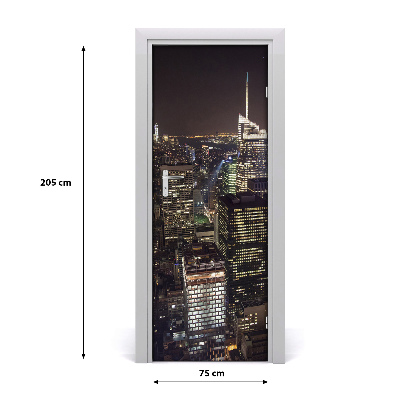 Pegatina para puerta Ciudad de nueva york de noche