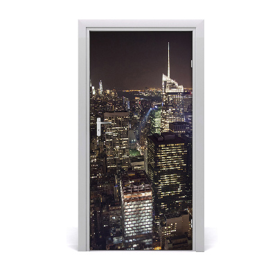 Pegatina para puerta Ciudad de nueva york de noche