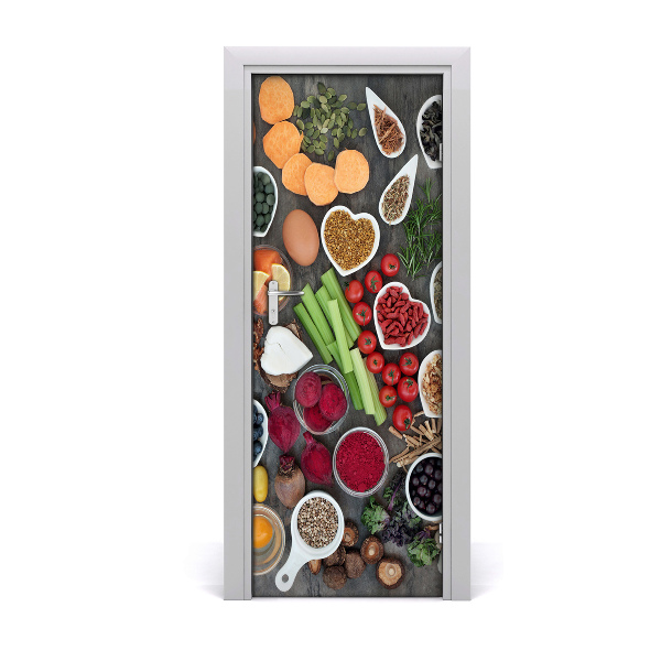 Vinilo para puerta Alimentos saludables