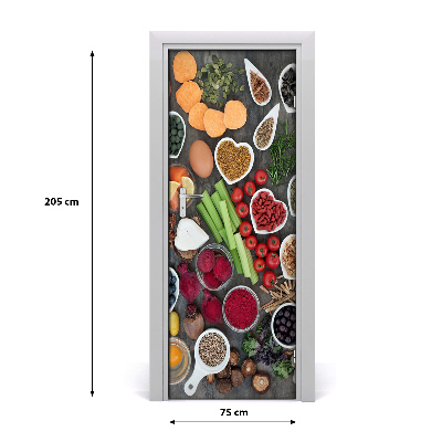 Vinilo para puerta Alimentos saludables