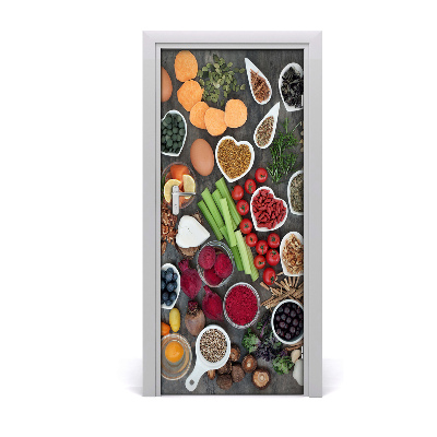 Vinilo para puerta Alimentos saludables