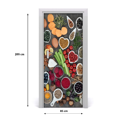 Vinilo para puerta Alimentos saludables