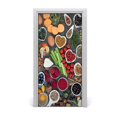 Vinilo para puerta Alimentos saludables
