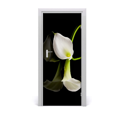 Lámina adhesiva de puerta Flor cantedeskia blanca