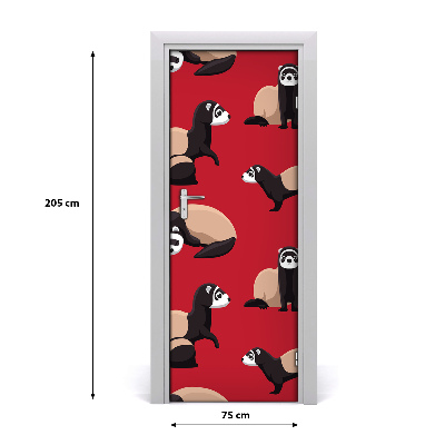 Vinilo para puerta Pared hurones