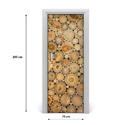 Pegatina para puerta Troncos madera