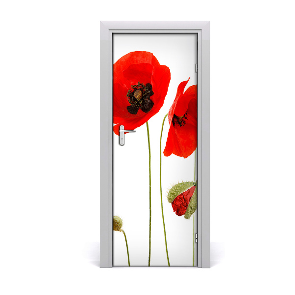 Lámina adhesiva de puerta Amapolas