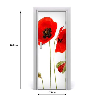 Lámina adhesiva de puerta Amapolas