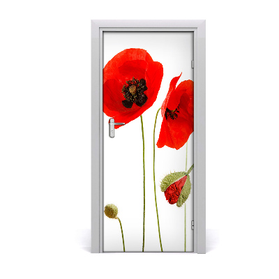 Lámina adhesiva de puerta Amapolas