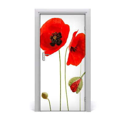 Lámina adhesiva de puerta Amapolas
