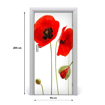 Lámina adhesiva de puerta Amapolas