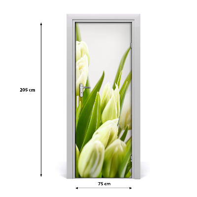 Lámina adhesiva de puerta Tulipanes blancos