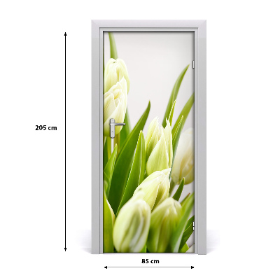 Lámina adhesiva de puerta Tulipanes blancos