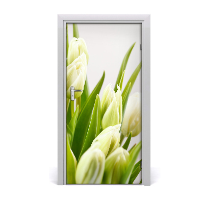 Lámina adhesiva de puerta Tulipanes blancos