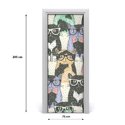 Vinilo para puerta Gatos con gafas