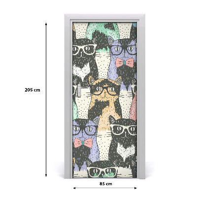 Vinilo para puerta Gatos con gafas