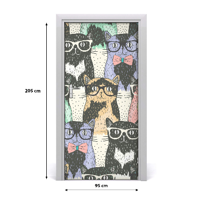 Vinilo para puerta Gatos con gafas