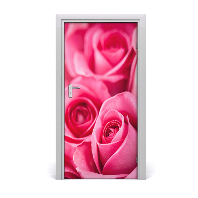 Vinilo para puerta Rosas de color rosa