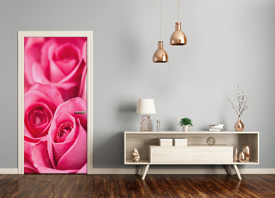 Vinilo para puerta Rosas de color rosa