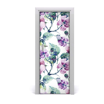 Lámina adhesiva de puerta Flores de mora