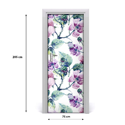 Lámina adhesiva de puerta Flores de mora