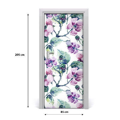 Lámina adhesiva de puerta Flores de mora