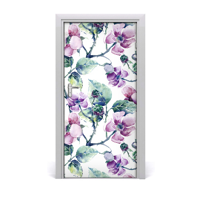 Lámina adhesiva de puerta Flores de mora