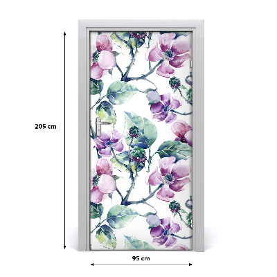 Lámina adhesiva de puerta Flores de mora