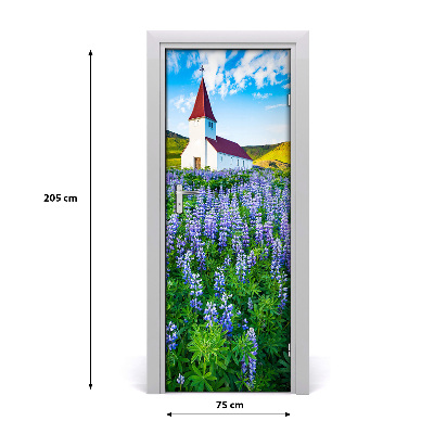 Pegatina para puerta Iglesia flores