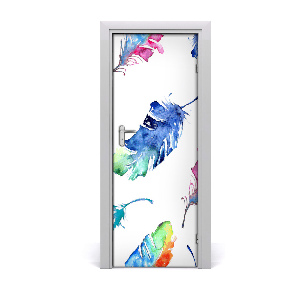 Vinilo para puerta Plumas de colores
