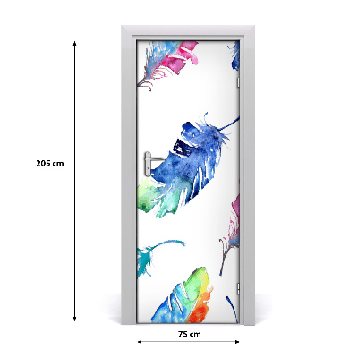 Vinilo para puerta Plumas de colores