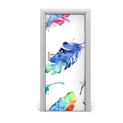 Vinilo para puerta Plumas de colores