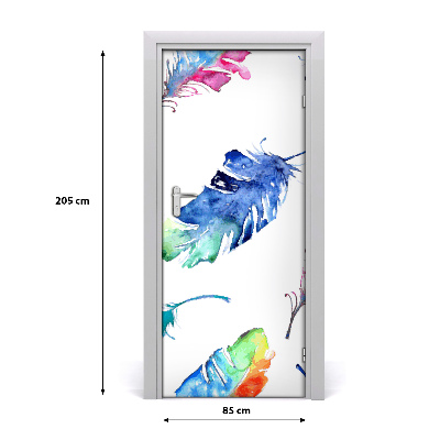 Vinilo para puerta Plumas de colores