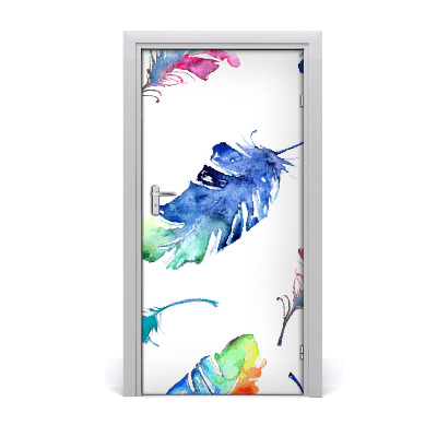 Vinilo para puerta Plumas de colores