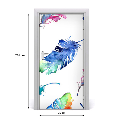 Vinilo para puerta Plumas de colores