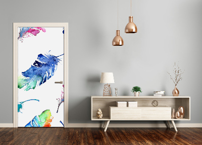 Vinilo para puerta Plumas de colores