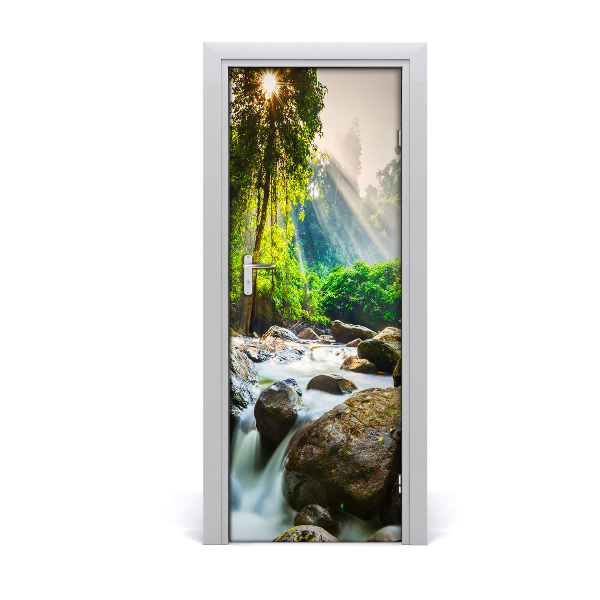 Vinilo para puerta Cascada en el bosque
