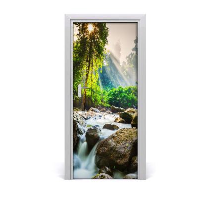Vinilo para puerta Cascada en el bosque