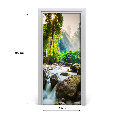 Vinilo para puerta Cascada en el bosque