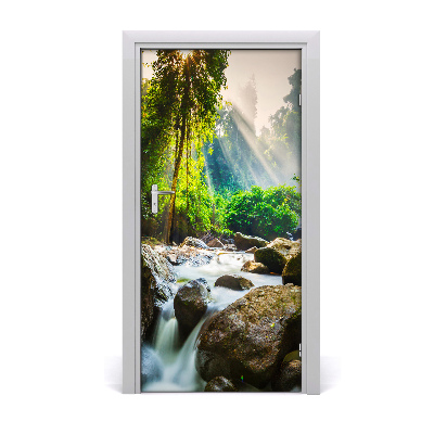 Vinilo para puerta Cascada en el bosque